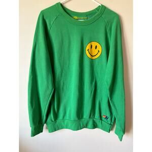AVIATOR NATION Smiley Kelly Green Crewneck Sweatshirt L